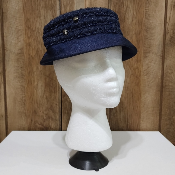 Vtg Original Caroline Blue Fancy Church Hat Structured Rare - Picture 3 of 16
